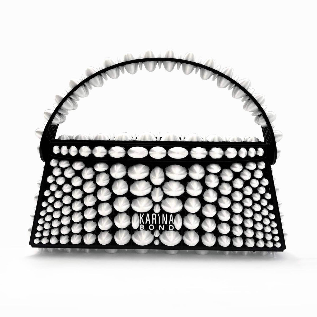Stone 3D-printed mini bag - White/Black