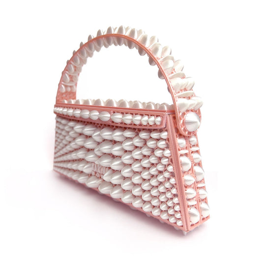 Stone 3D-printed mini bag - White/Pink