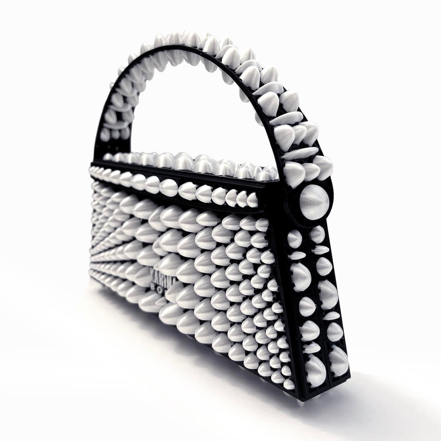 Stone 3D-printed mini bag - White/Black
