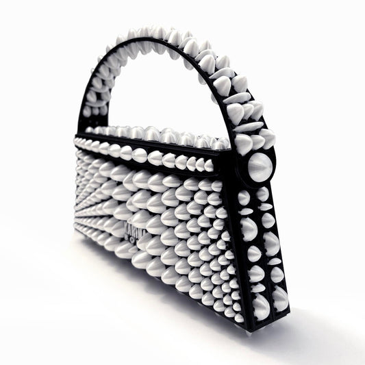 Stone 3D-printed mini bag - White/Black