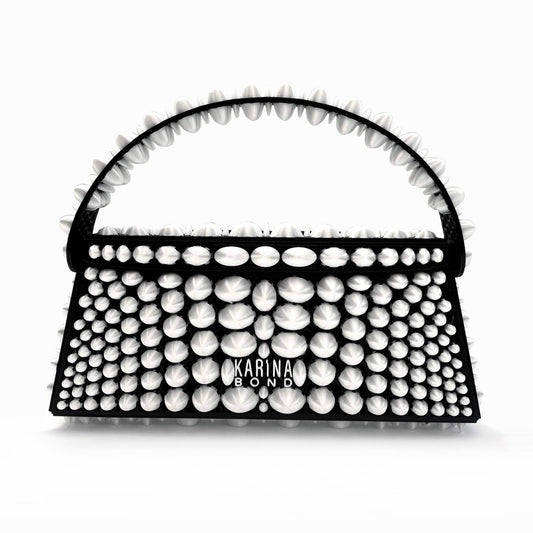 Stone 3D-printed mini bag - White/Black